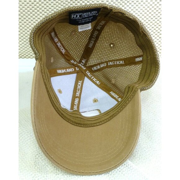 Highland Tactical Tan Mesh Back Cap With Embroidered American Flag - Picture 7 of 8